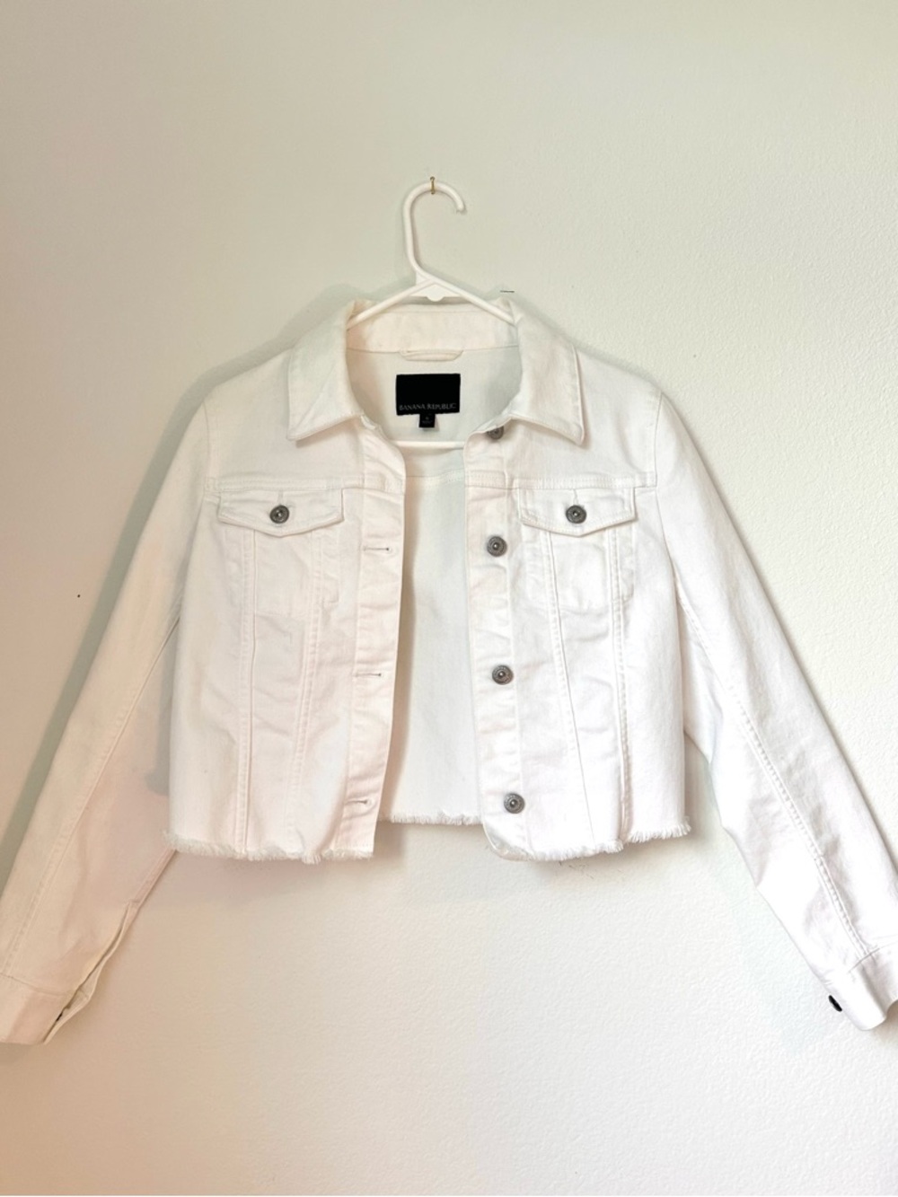 Banana Republic Cropped White Women's Denim Jacket